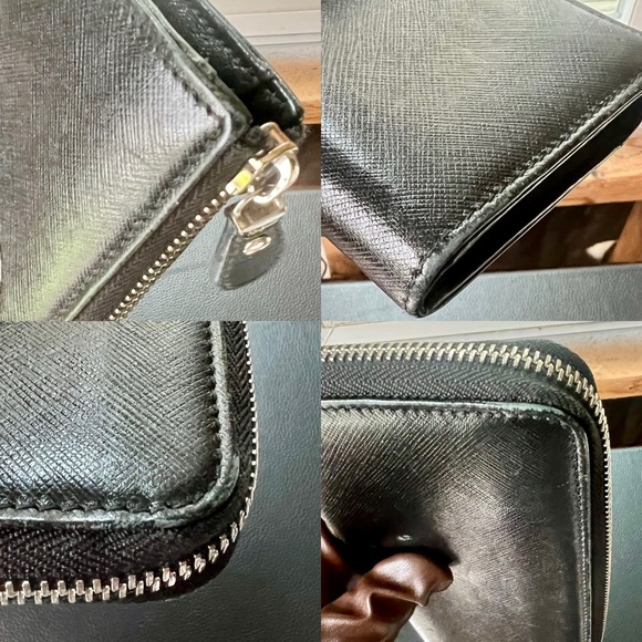 Authentic Salvatore Ferragamo Saffiano Leather Black Women's Zippy Wallet EUC! - Picture 10 of 16